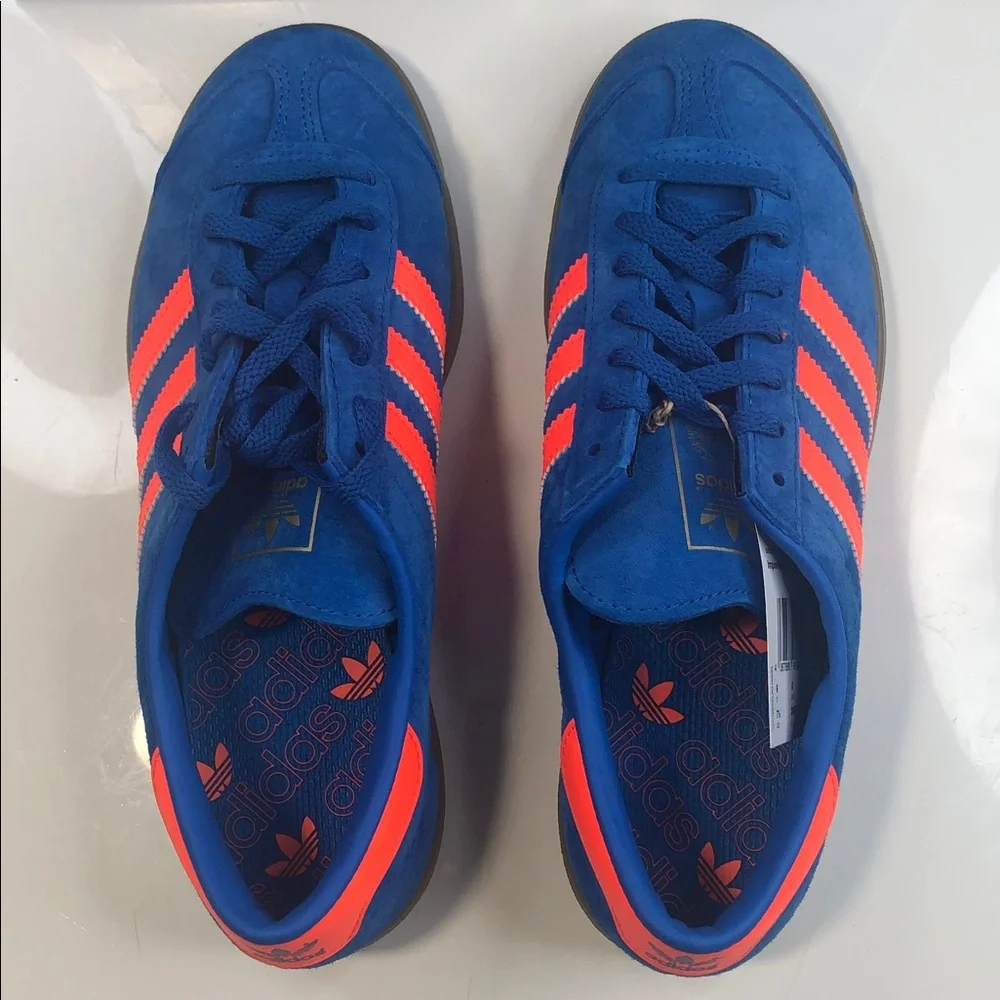 NEW Adidas Hamburg Original Sneakers W 7.5 / M 6.5 Blue Bird/Solar/Gum Orange